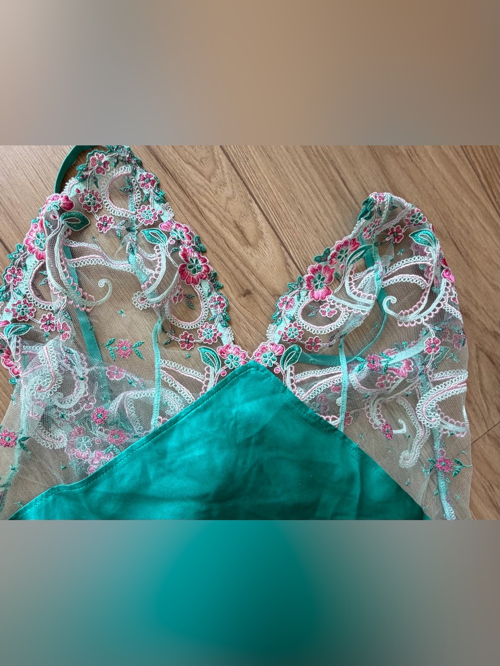 Cosabella Sanika Italian Nightie Addy Green G-String Set Sz Small NWT - Picture 3 of 9